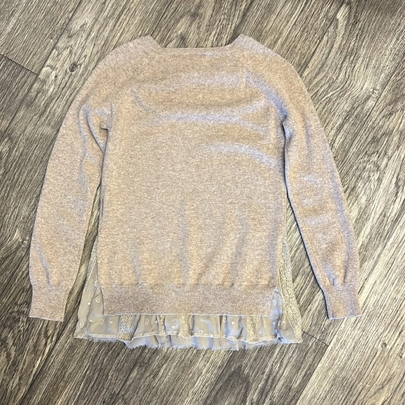 Garnet Hill Tan Shirttail Lace Trim Cashmere Sweater size Small - Picture 5 of 5